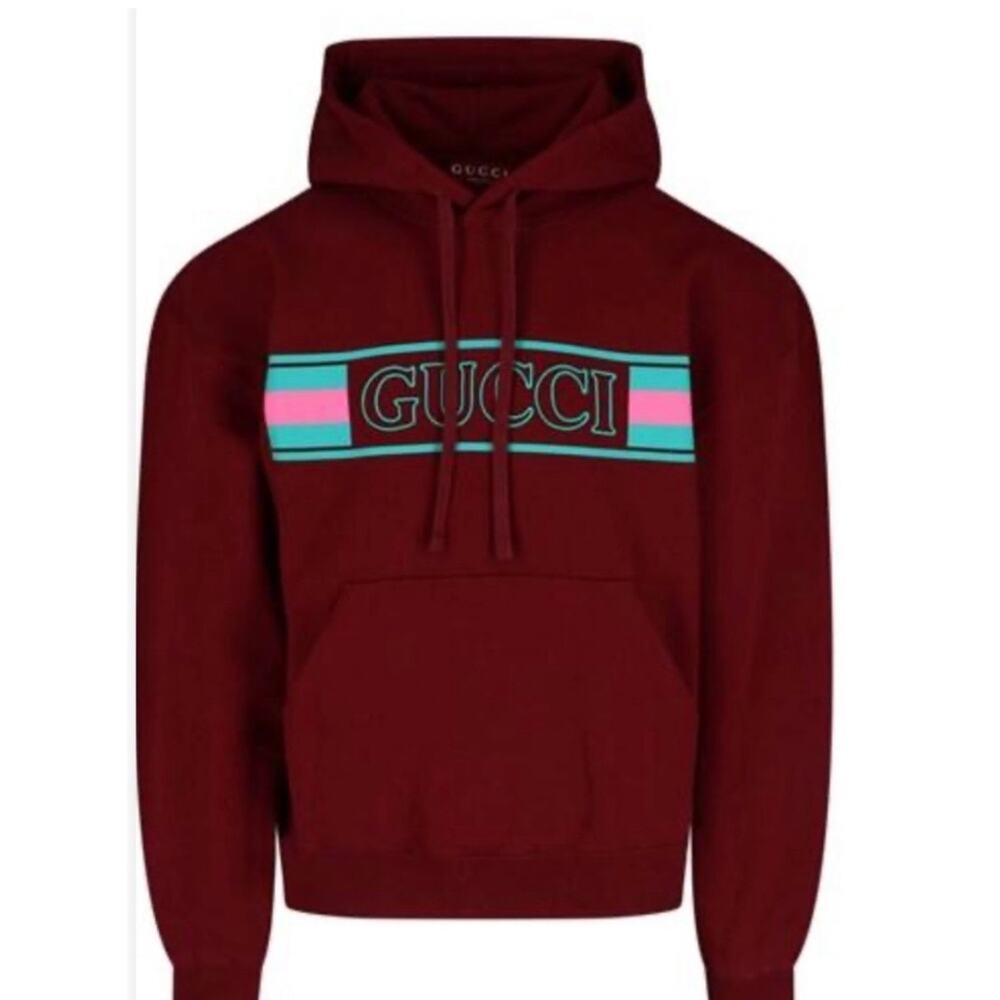 Men's Gucci jersey, cotton hoodie, vibrant logo size medium, made in Italy